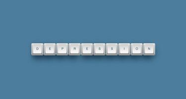 depression text on a 3d keyboard button with shadow concept series photo