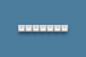 Digital text on a 3d keyboard button with shadow concept series photo