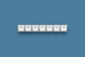 Healthy text on a 3d keyboard button with shadow concept series photo