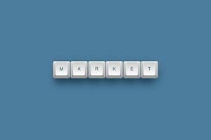 Market text on a 3d keyboard button with shadow concept series photo