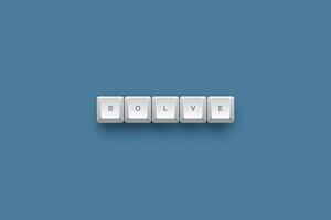 Solve text on a 3d keyboard button with shadow concept series photo