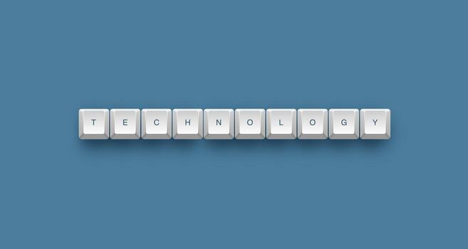 Technology text on a 3d keyboard button with shadow concept series photo