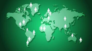 People on the world map popolation animation video