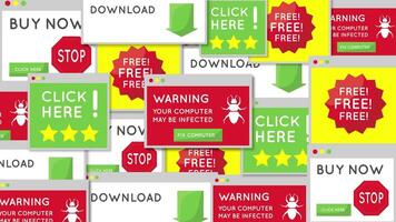Internet Popup Ads free download and warning signs animation video