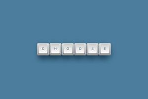 Choose text on a 3d keyboard button with shadow concept series photo