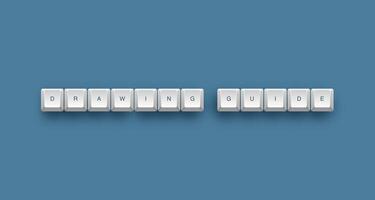 Drawing guide text on a 3d keyboard button with shadow concept series photo
