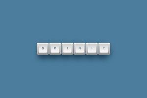 Spirit text on a 3d keyboard button with shadow concept series photo
