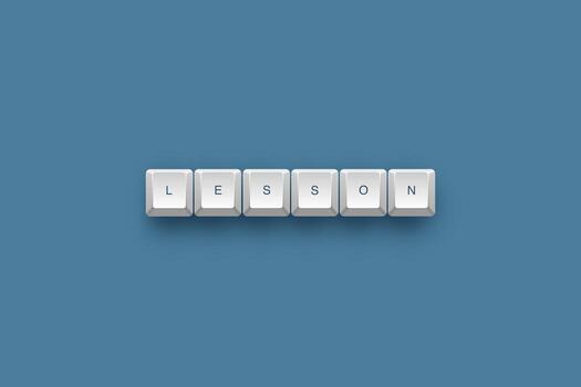 Lesson text on a 3d keyboard button with shadow concept series photo