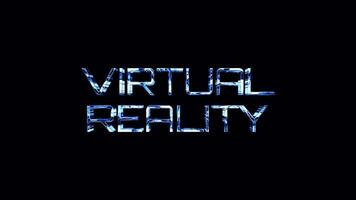 Loop Virtual Reality blue shine text with effect animation background video