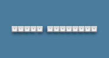 Close together text on a 3d keyboard button with shadow concept series photo