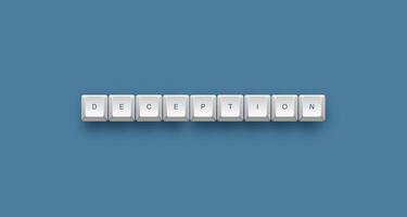 deception text on a 3d keyboard button with shadow concept series photo