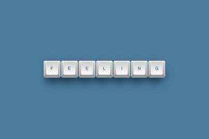 feeling text on a 3d keyboard button with shadow concept series photo