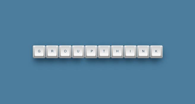 groupthink text on a 3d keyboard button with shadow concept series photo