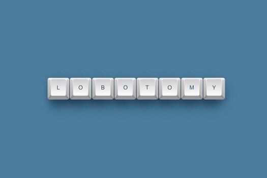 lobotomy text on a 3d keyboard button with shadow concept series photo
