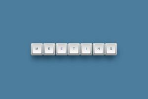 Meeting text on a 3d keyboard button with shadow concept series photo