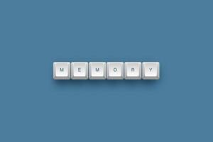 memory text on a 3d keyboard button with shadow concept series photo