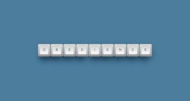obedience text on a 3d keyboard button with shadow concept series photo