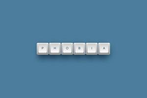 phobia text on a 3d keyboard button with shadow concept series photo