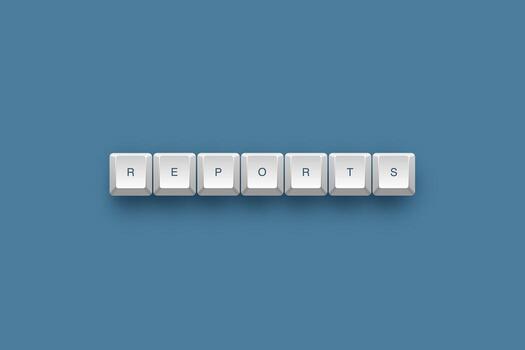 Reports text on a 3d keyboard button with shadow concept series photo