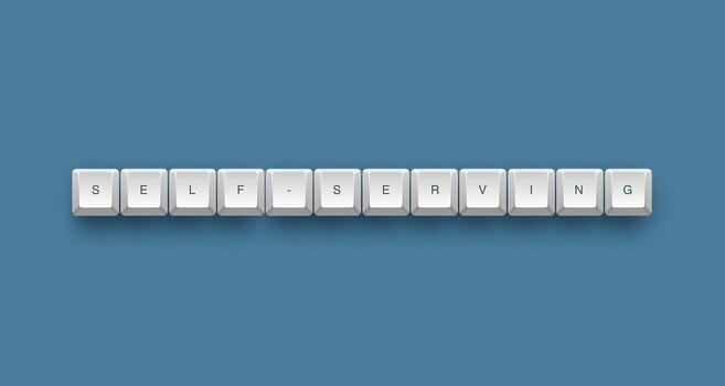 self-serving text on a 3d keyboard button with shadow concept series photo