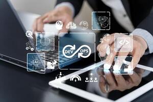 DevOps software development concept. IT operations, high software quality and software development. photo