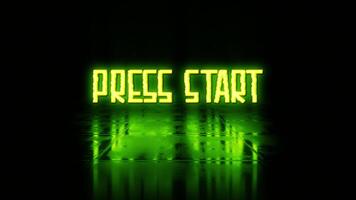 Animation loop text of Press Start green glitch text effect video
