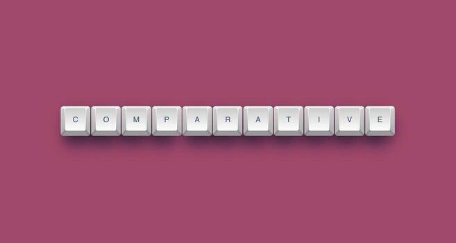 comparative text on a 3d keyboard button with shadow concept series photo