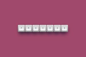 Process text on a 3d keyboard button with shadow concept series photo