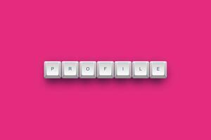 Profile text on a 3d keyboard button with shadow concept series photo