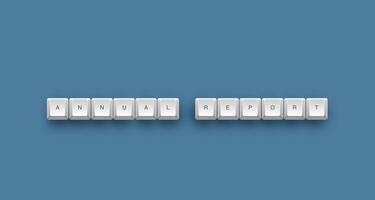 Annual report text on a 3d keyboard button with shadow concept series photo