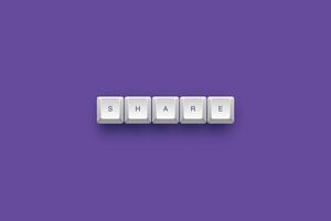 Share text on a 3d keyboard button with shadow concept series photo
