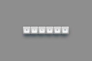 Silver text on a 3d keyboard button with shadow concept series photo
