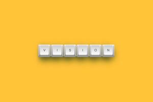 Vision text on a 3d keyboard button with shadow concept series photo