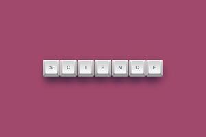 science text on a 3d keyboard button with shadow concept series photo