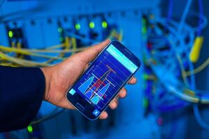Fix network switch in data center room photo