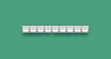 Promotion text on a 3d keyboard button with shadow concept series photo
