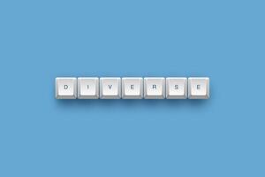 Diverse text on a 3d keyboard button with shadow concept series photo