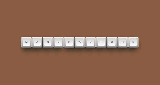 Manufacture text on a 3d keyboard button with shadow concept series photo