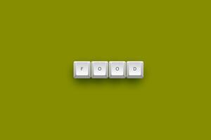 Food text on a 3d keyboard button with shadow concept series photo