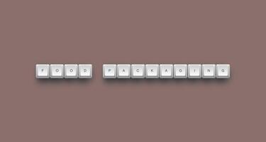 Food packaging text on a 3d keyboard button with shadow concept series photo