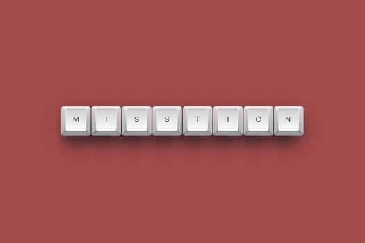 Mission text on a 3d keyboard button with shadow concept series photo