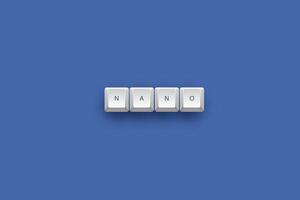 Nano text on a 3d keyboard button with shadow concept series photo