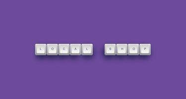 Local shop text on a 3d keyboard button with shadow concept series photo