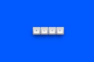 Blue text on a 3d keyboard button with shadow concept series photo