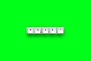Green text on a 3d keyboard button with shadow concept series 1922 photo