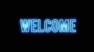 Glowing neon sign welcome Welcome neon text glowing Neon line welcome text animation in black background Cool welcome text animation perfect for an opening something animation or for a welcome video
