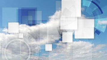 Technology futuristic design with sky cloudscape video