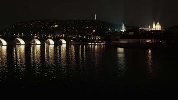 Water Flowing Under The Bridge At Night video