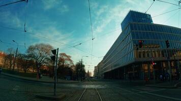 Moving Down The Roads In Prague With A Tram video