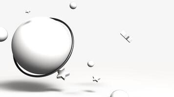 Abstract 3d animation planets with stars isolated on white background with copy space for text video
